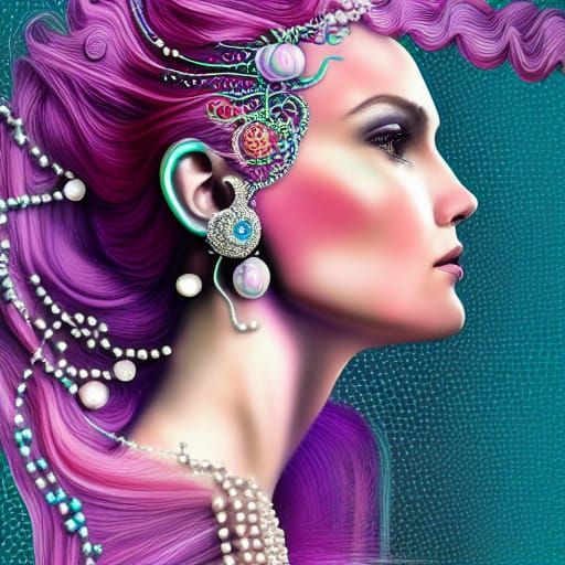 Intricate Collage of Flowing Eddy and Delicate Face