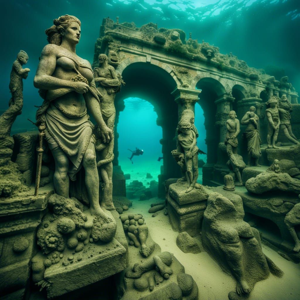 Underwater Archeological Dig at Atlantis Ruins