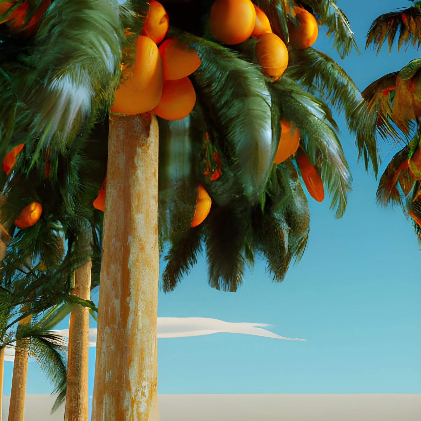 Sicilian Beach with Palm Trees in Hyperreal 3D