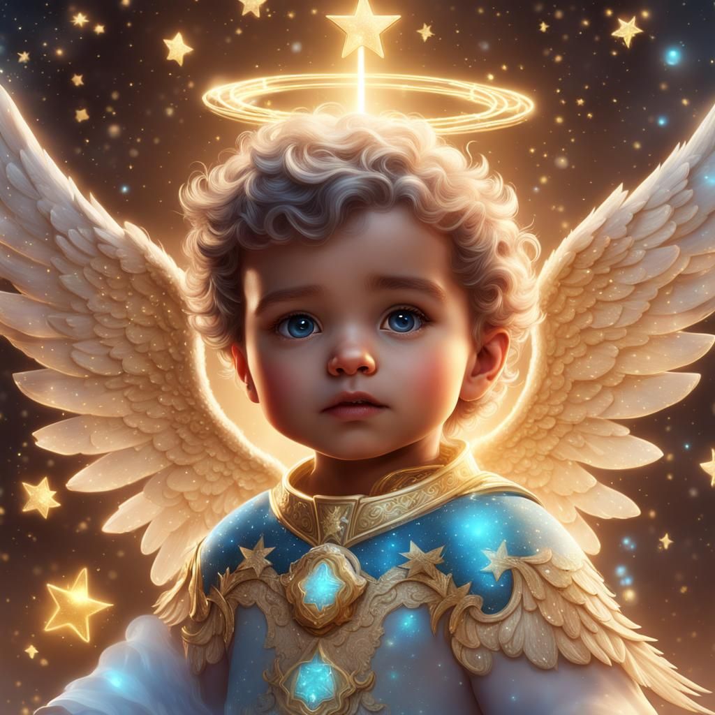 Heavenly Birthday: Angel Baby Among Sparkling Stars