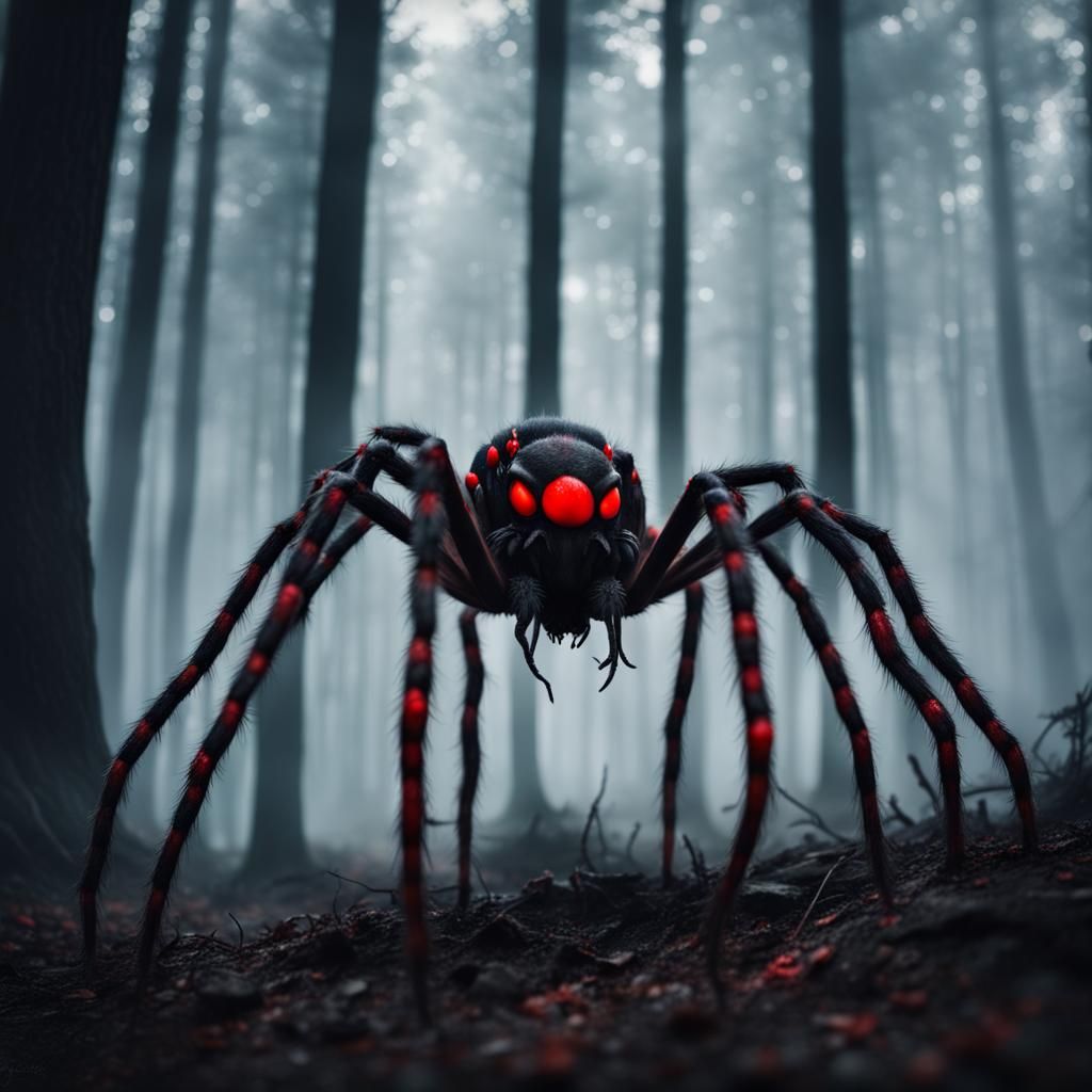 Eldritch Spider Creature in Foggy Forest