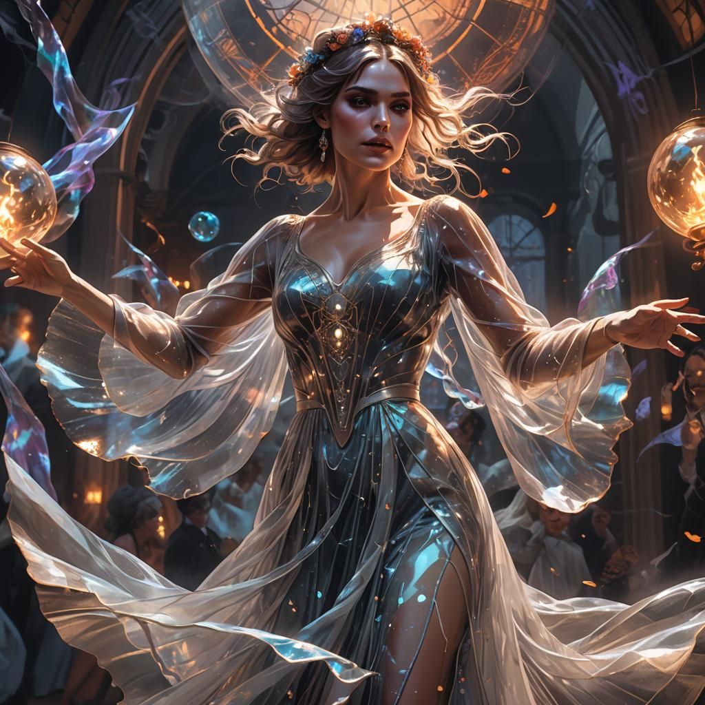 Ghostly Woman Dancing at Halloween Party