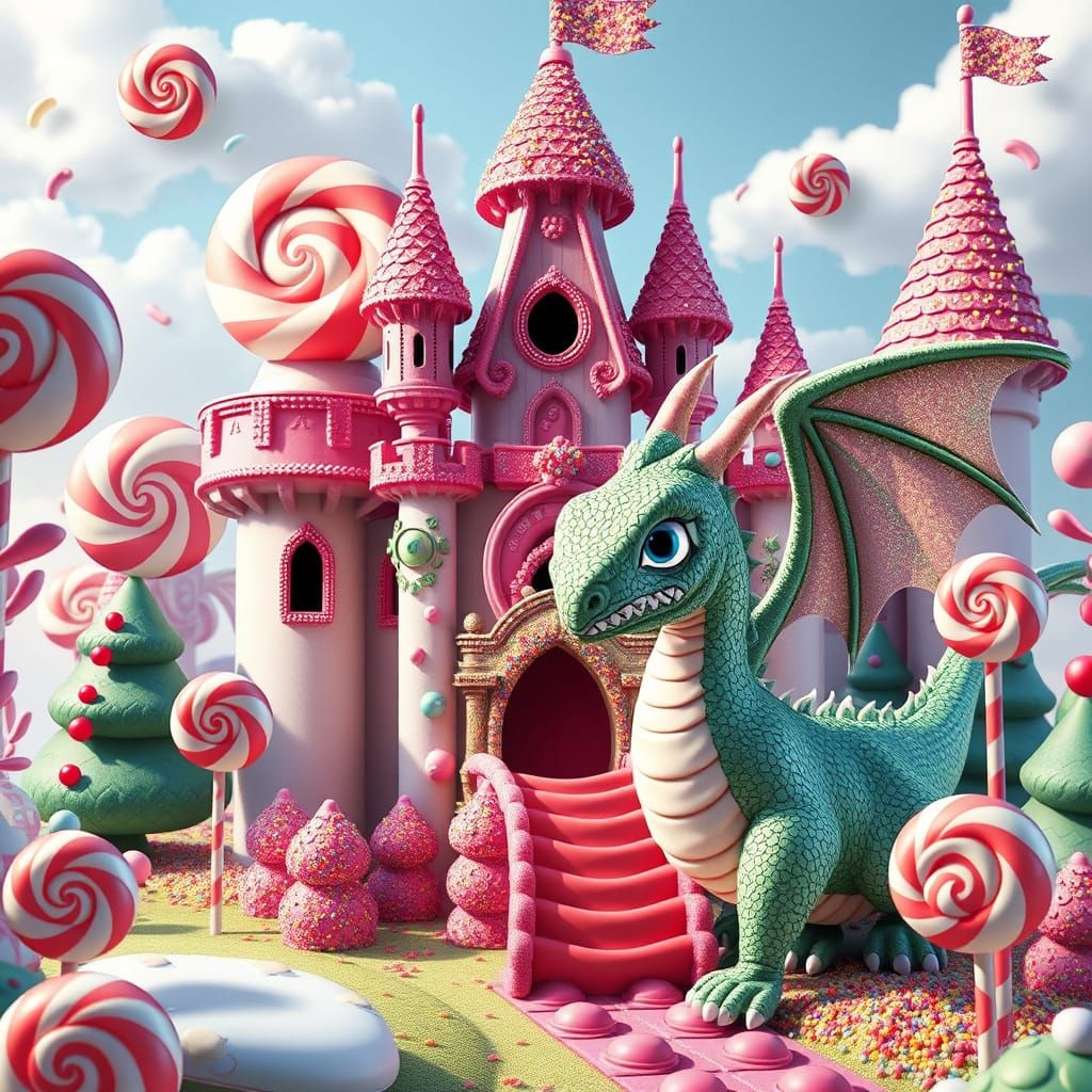Whimsical Candy Kingdom in Vibrant Candyland Art