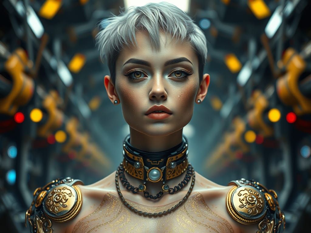 Model in Biomechanical Anti-Utopia, Steampunk Style