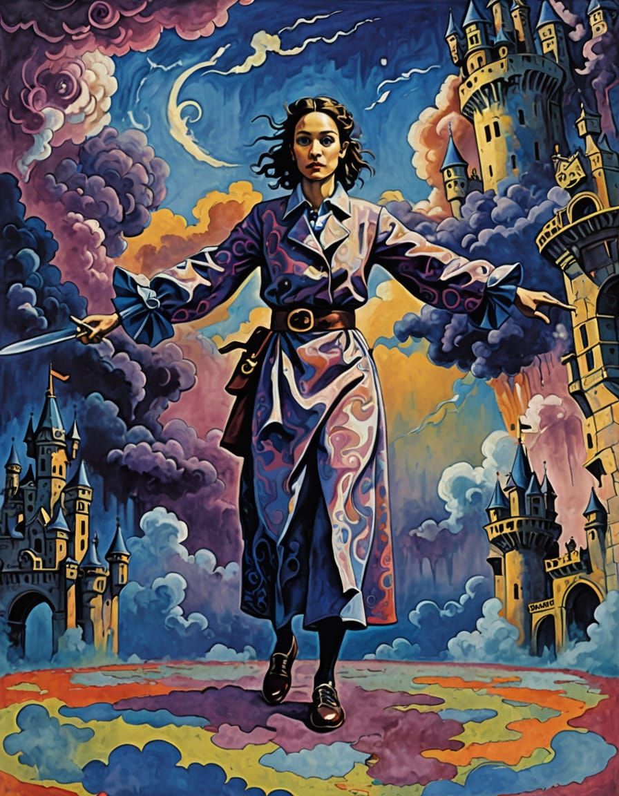 Regal Pirate Princess in Dreamlike Sky Castle