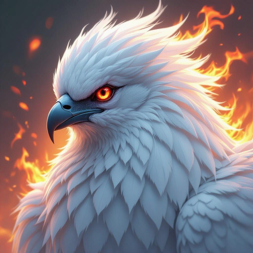 Majestic Fiery Bird Portrait in Dynamic Lighting