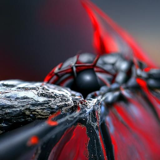 Realistic Red and Black Spider on Web