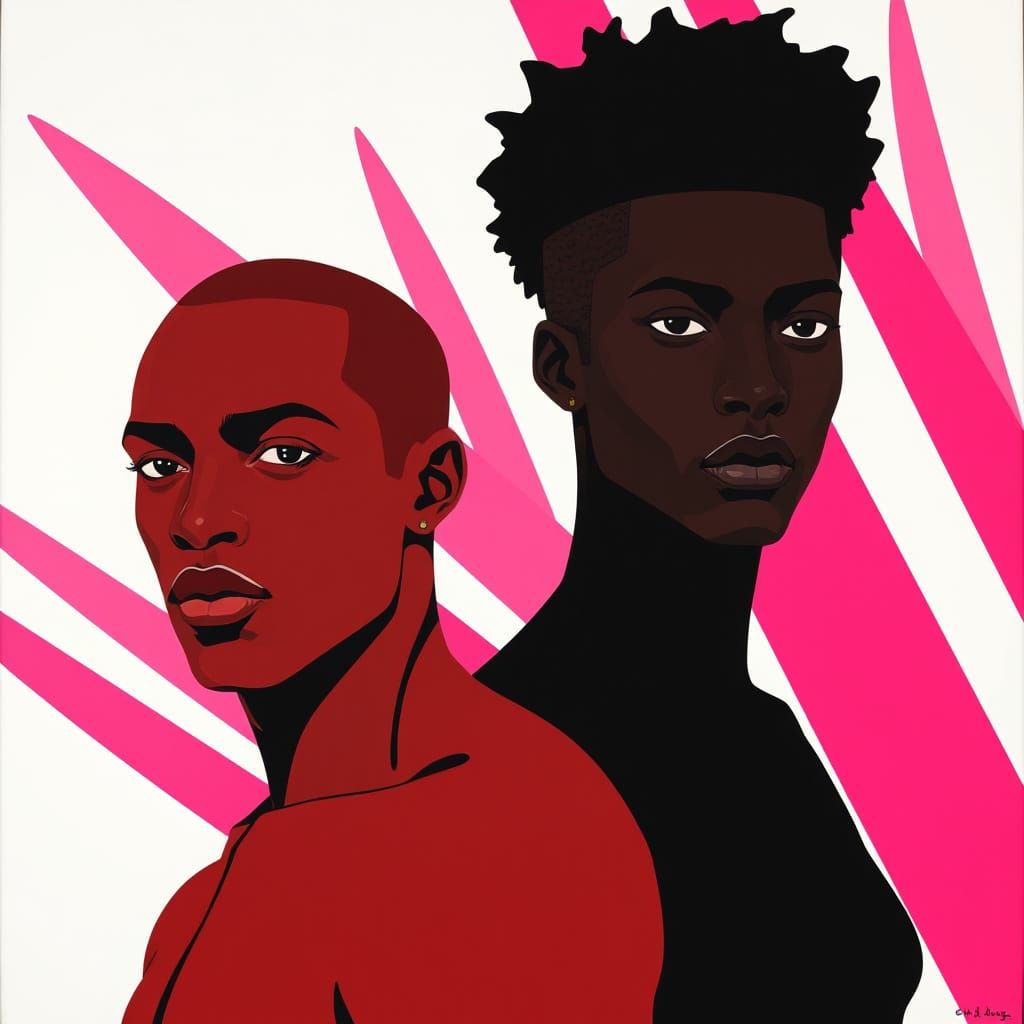 Monochromatic Figures in Bold Graphic Style