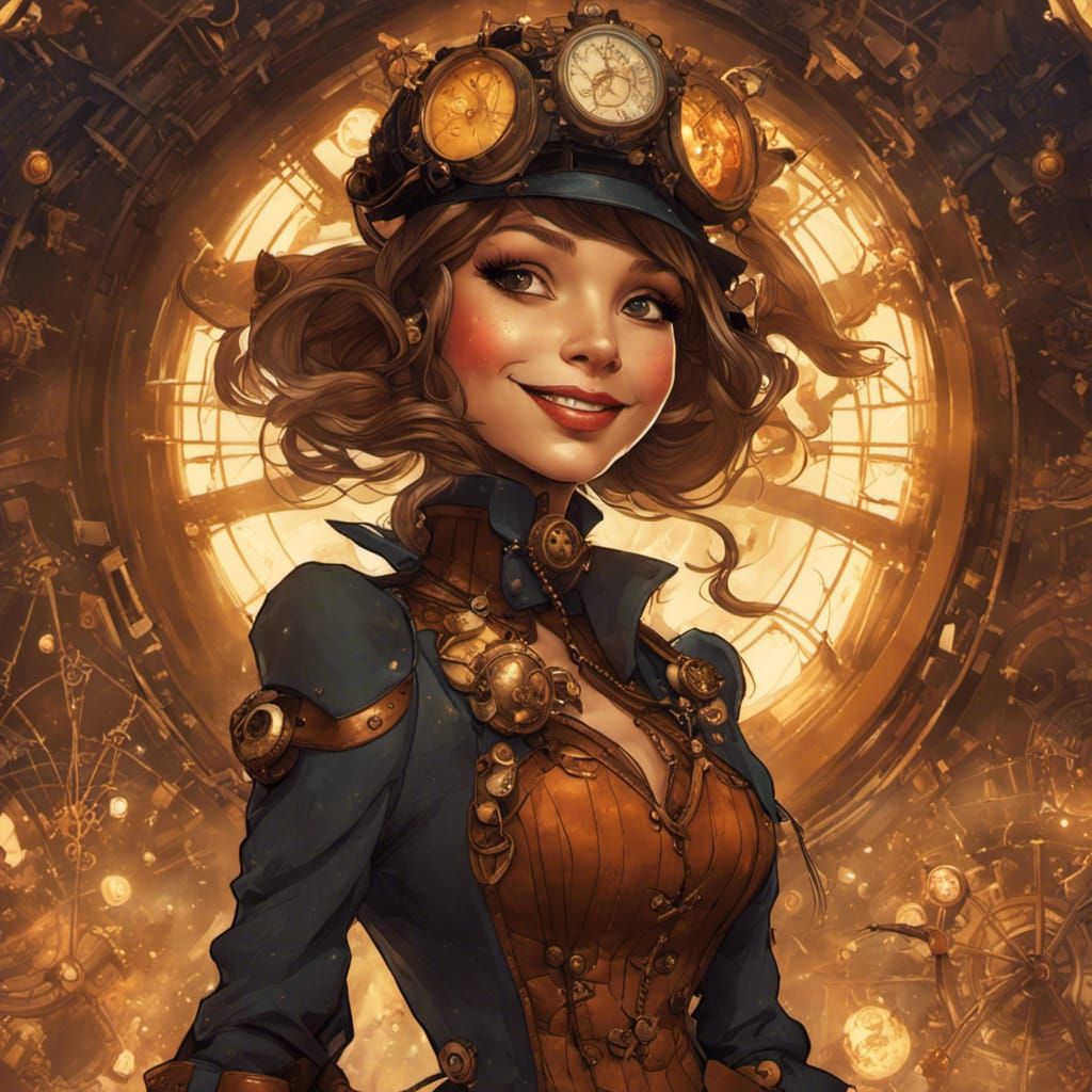 Steampunk Arachnid Woman in Cinematic Style