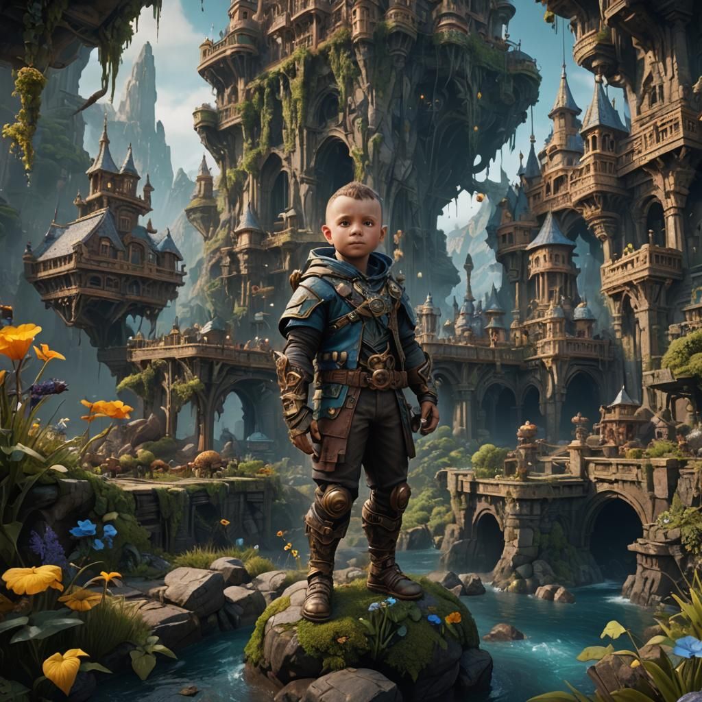 Fantastical Baby Boy in Detailed Matte Painting
