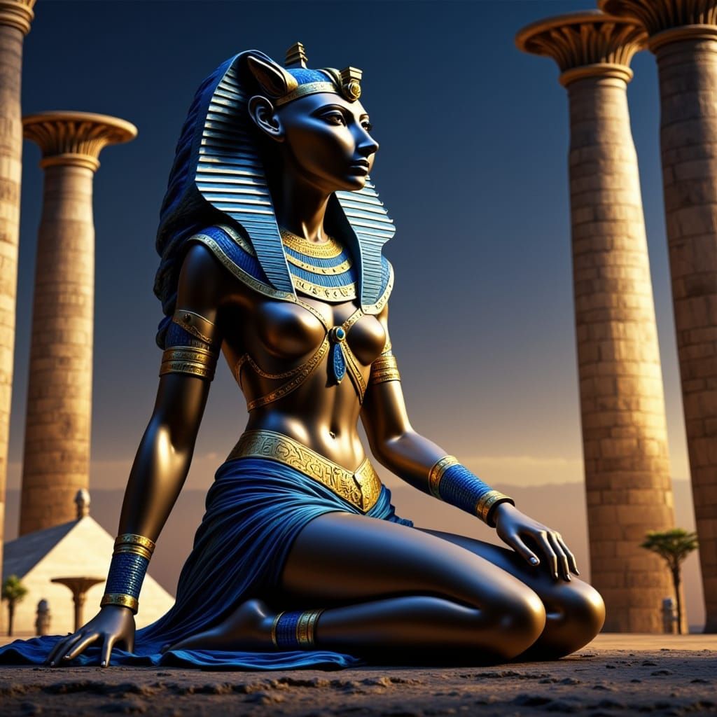 Egyptian Goddess Sekhmet in Art Nouveau Style