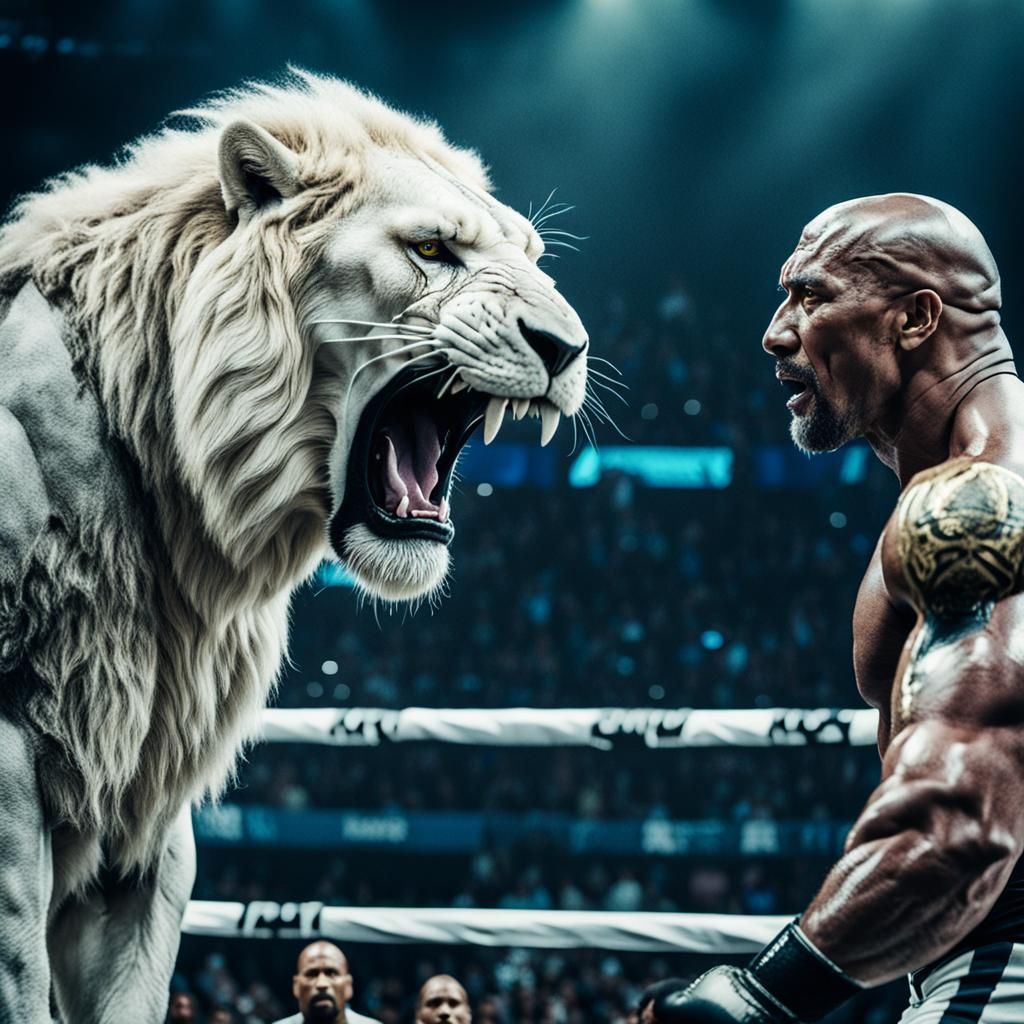Epic Battle: White Lion Versus Dwayne Johnson