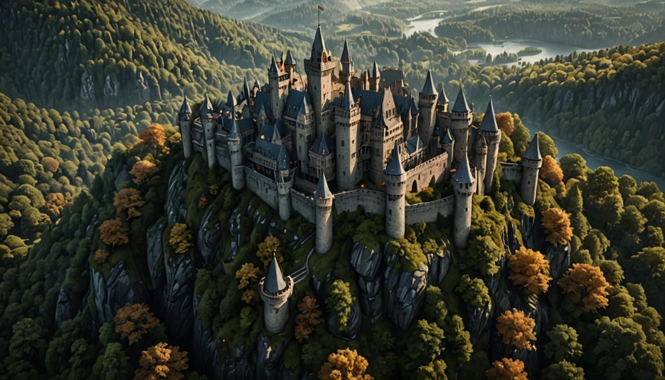 Medieval Castle on Hill: Fantasy Concept Art