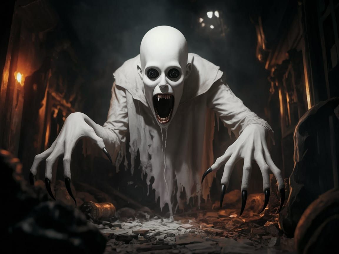 Ethereal Ghostly Apparition in a Haunting Ancient Setting