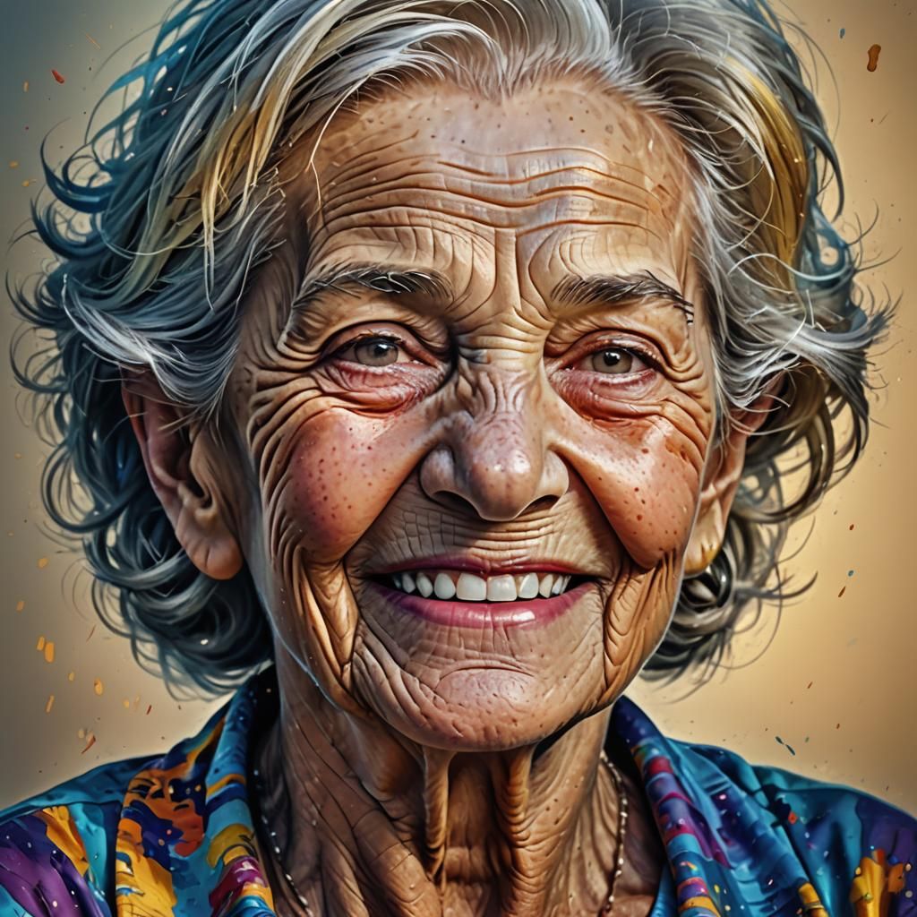 Radiant Portrait of an Elderly Woman in Digital Art