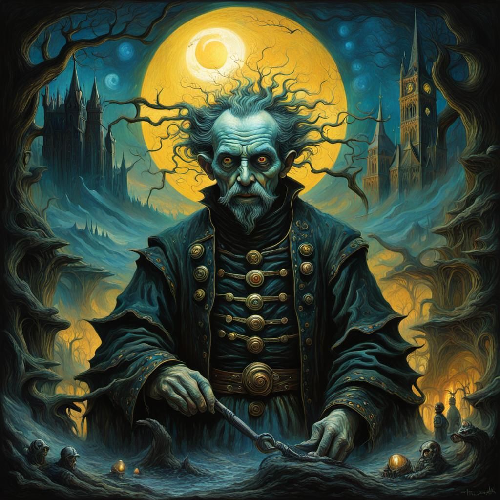 Grotesque Gothic Portrait of a Cannibal in Impasto Style