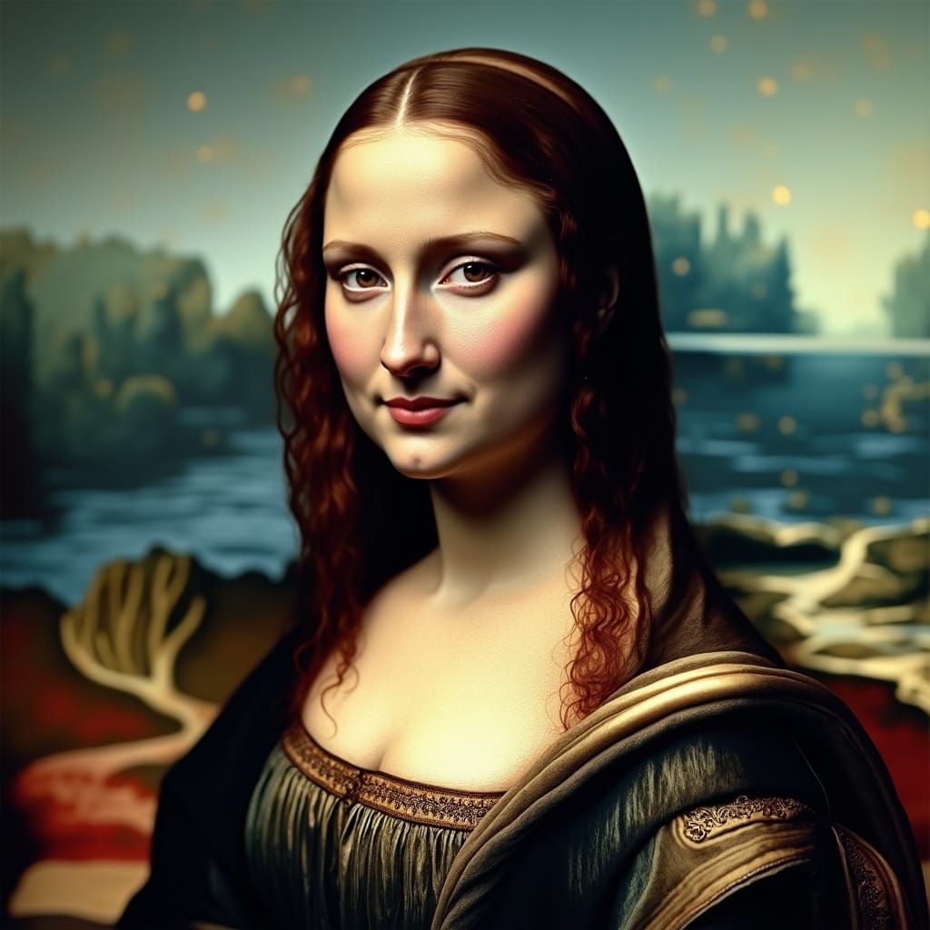 Regal Mona Lisa Portrait in Digital Art Style