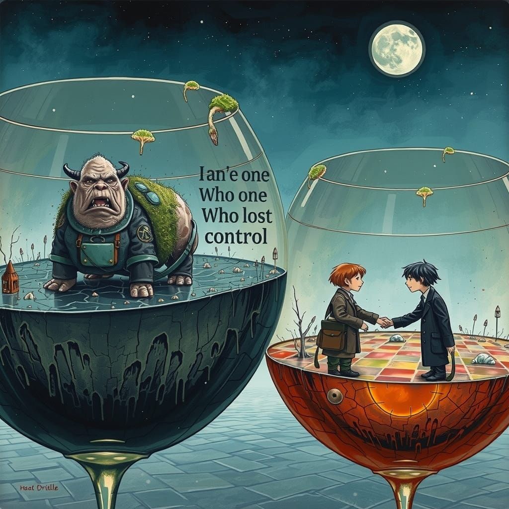 Adorable Dieselpunk Cow-Troll Before Cyclopean Archway