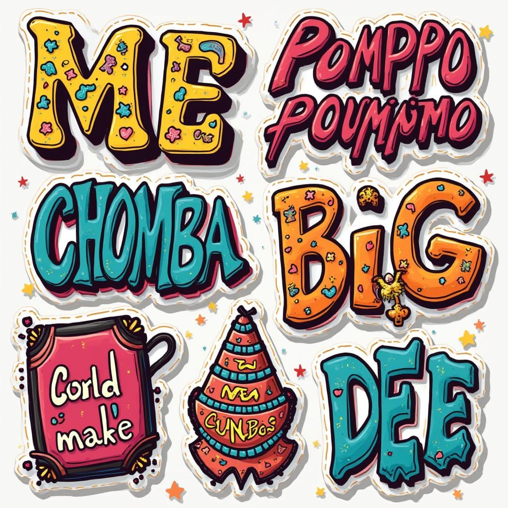 Colorful Stickers and Handwritten Notes in Pop Surrealist St...