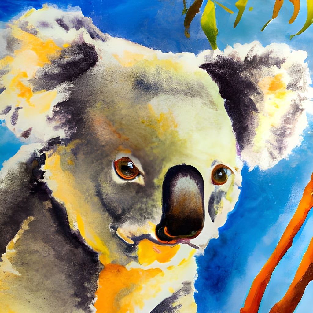 Watercolor Koala Portrait in Australian Tonalism Style