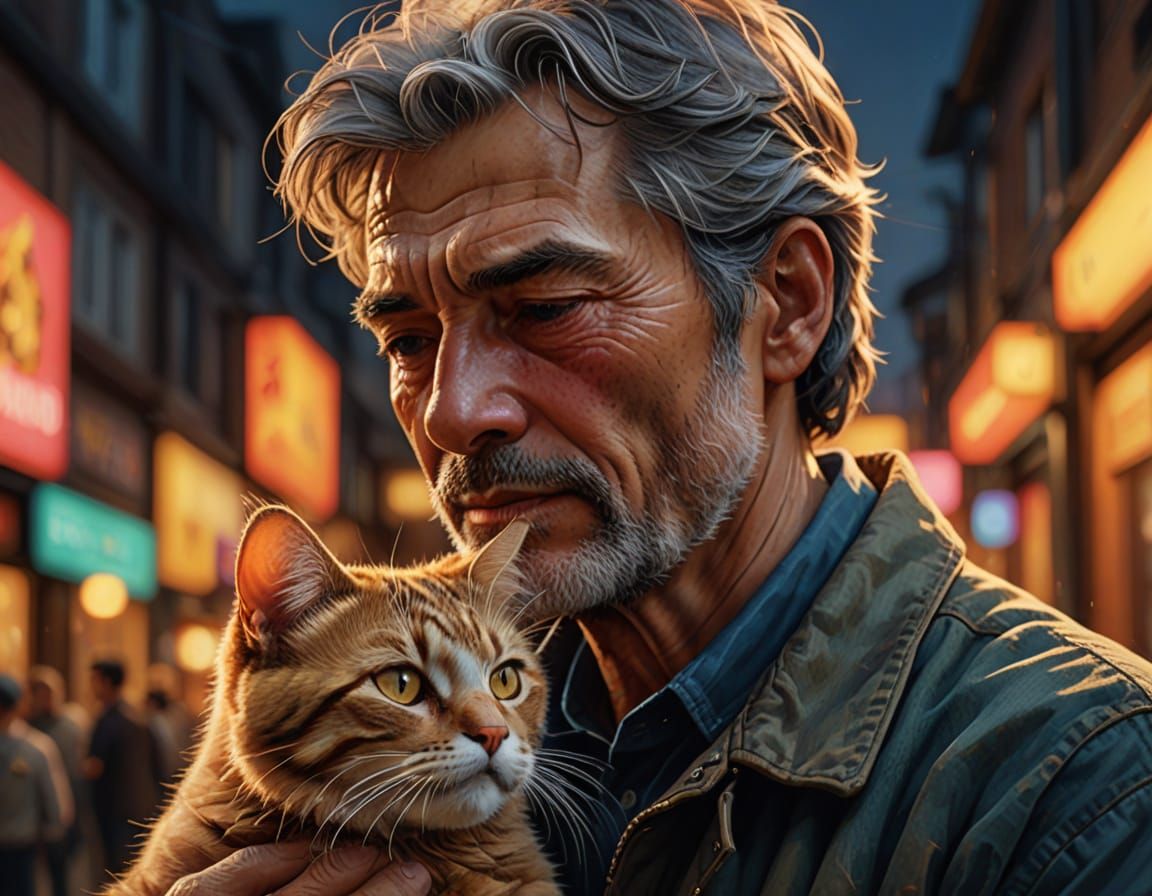 A Gentle Moment of Devotion in Hyperrealistic Oil Painting