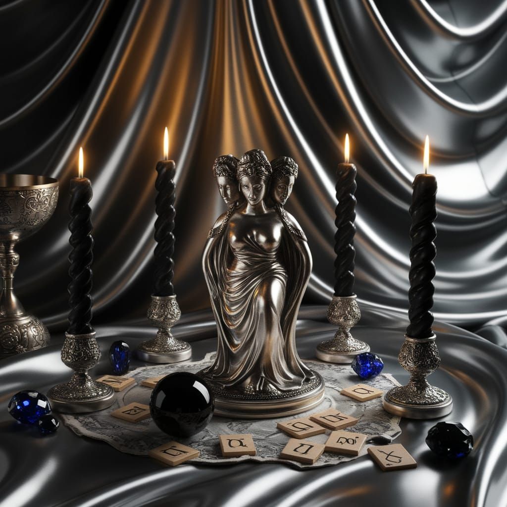 Surreal Silver Altar for Hekate Goddess of Magic