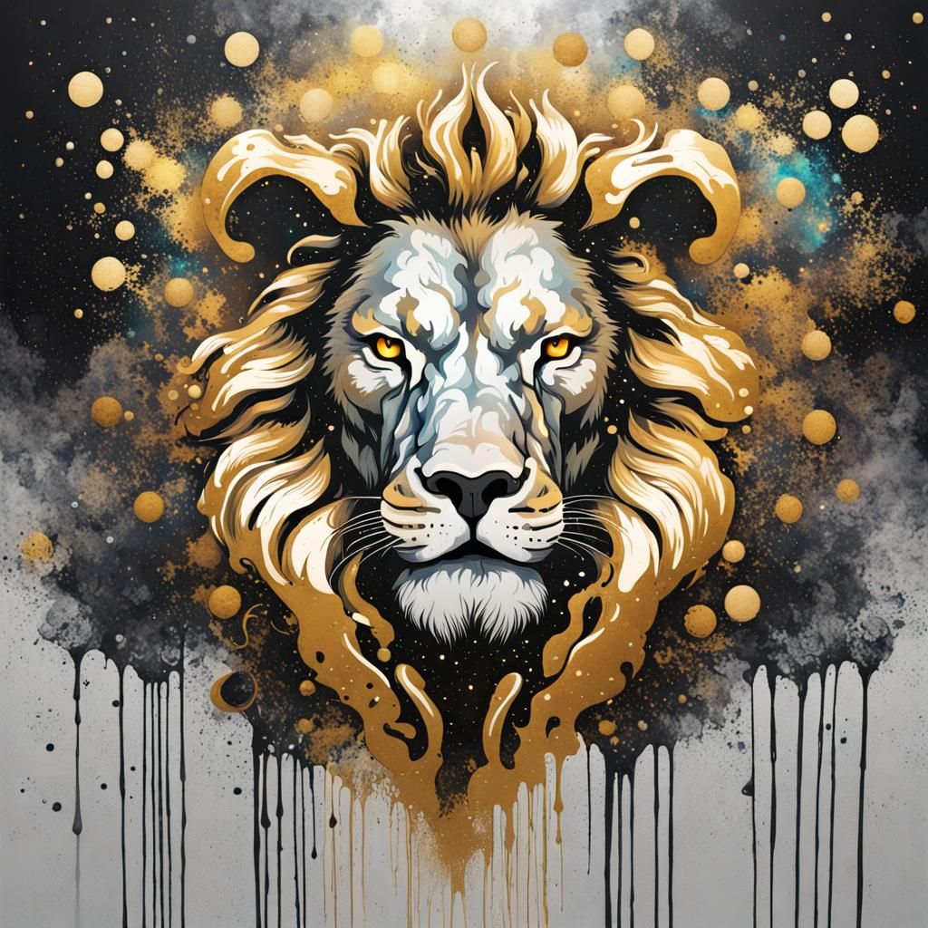 Lion Galaxy Rorschach Ink Blot Graffiti Art
