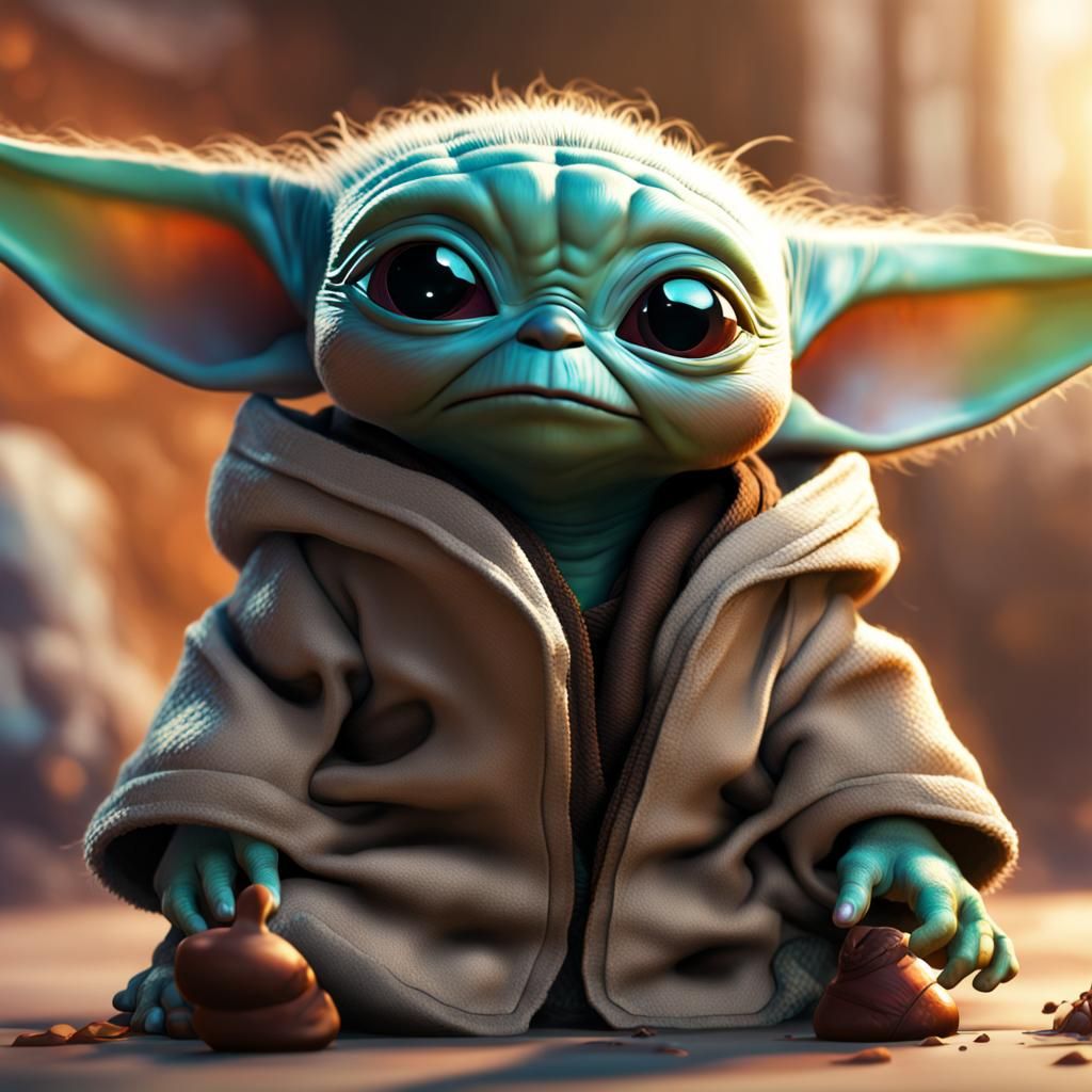 Baby Yoda as Stitch: Hyperrealistic Concept Art