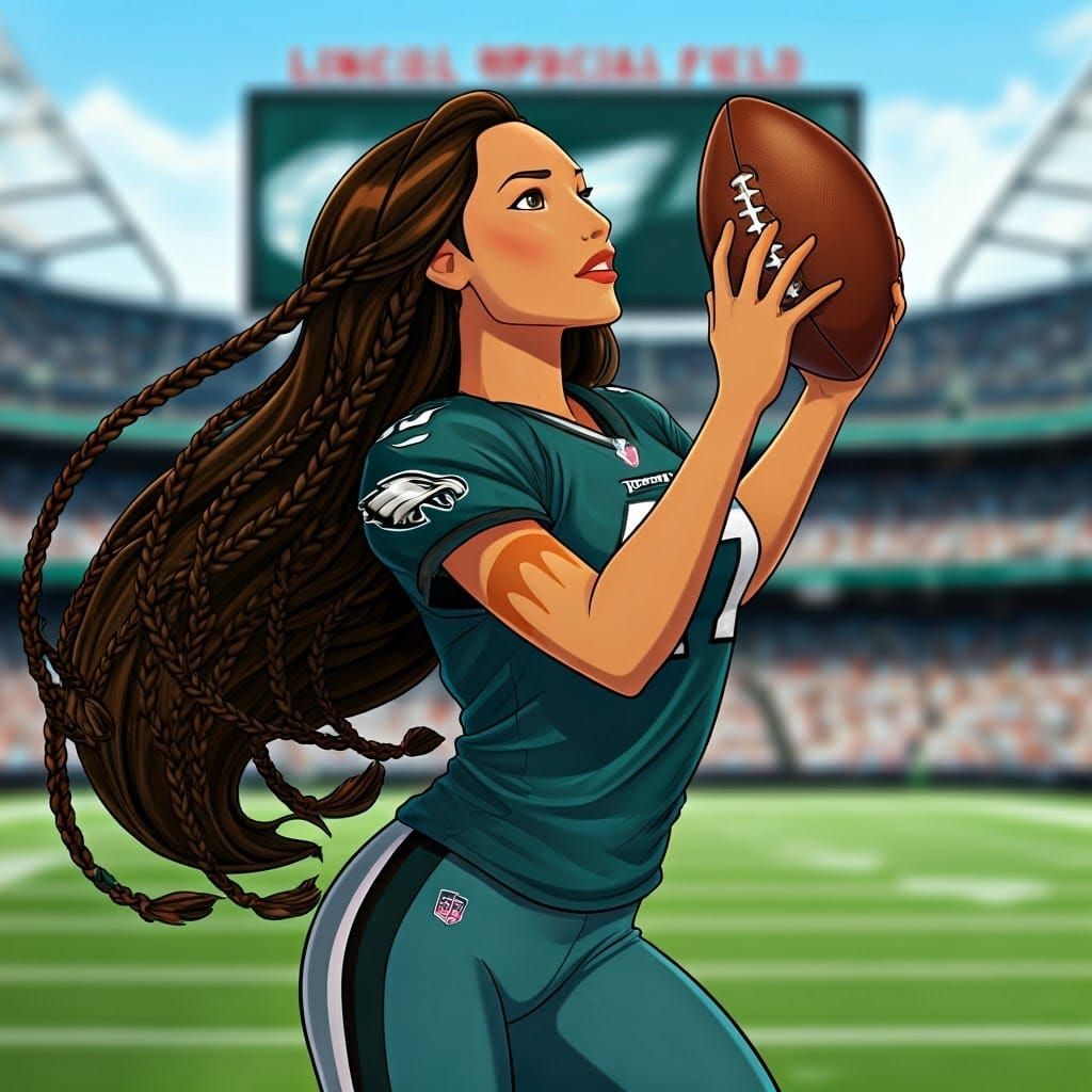 Surreal Anime-Inspired Portrait of Pocahontas as Philadelphi...