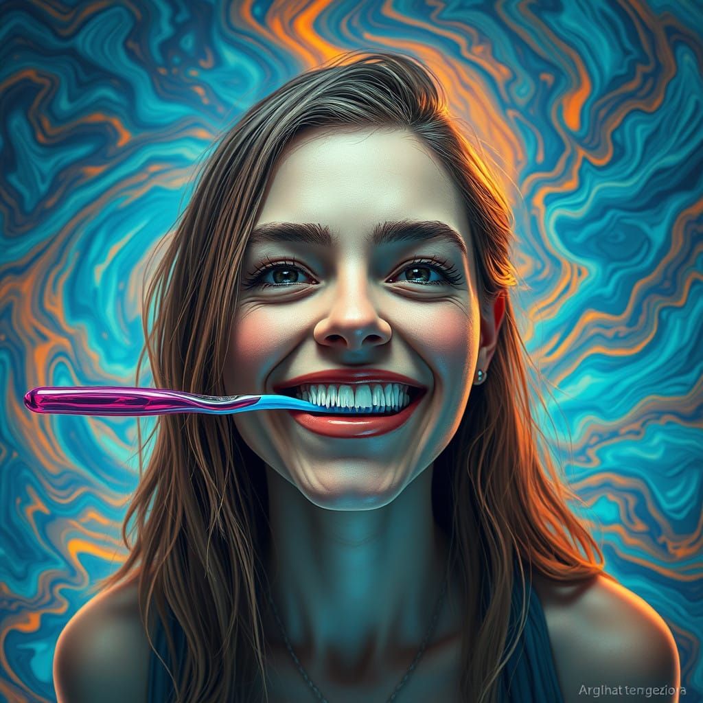 Surreal Fantasy Portrait with Woman and Vibrant Dreamscape