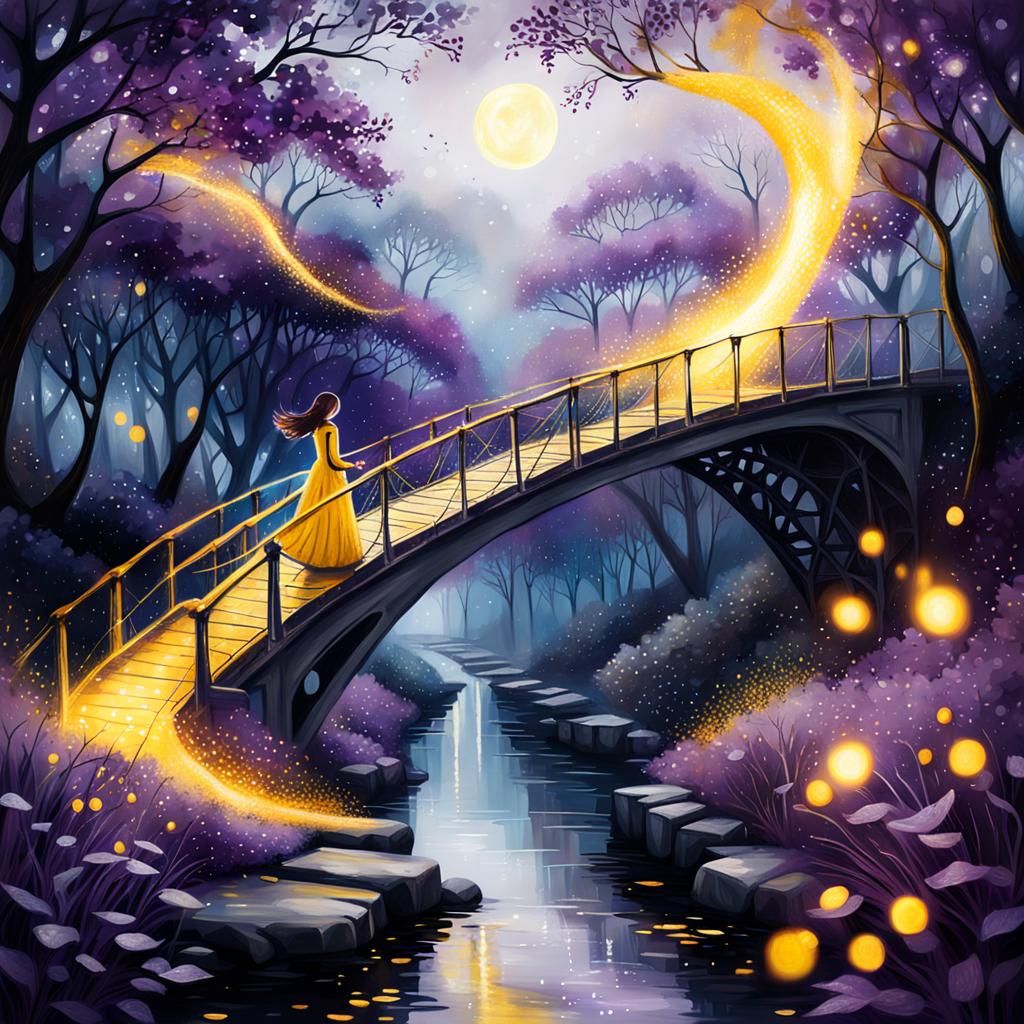 Silver Bridge in Magic Realism Style