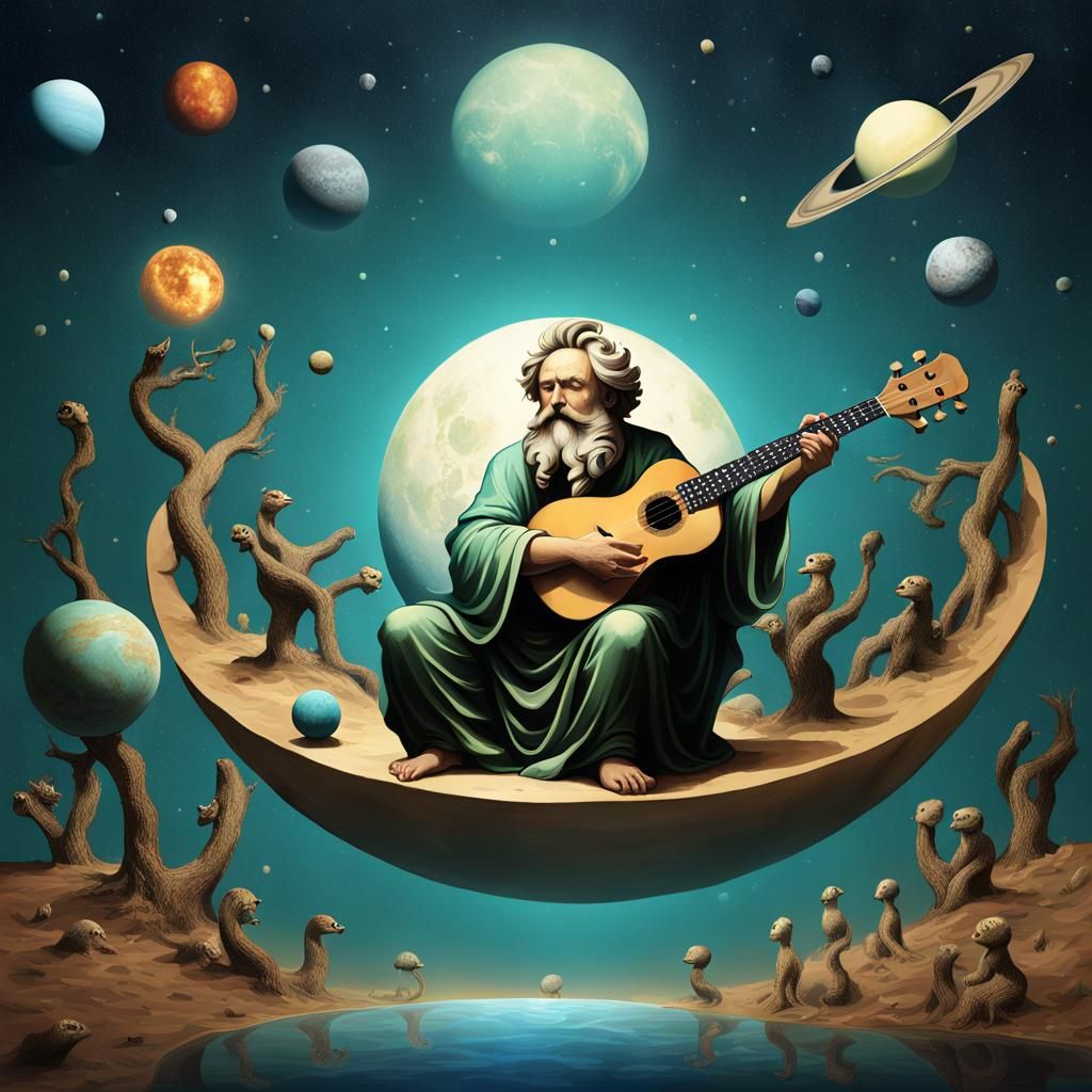 Surreal Universe with Ukulele, Inspired by Classical Art