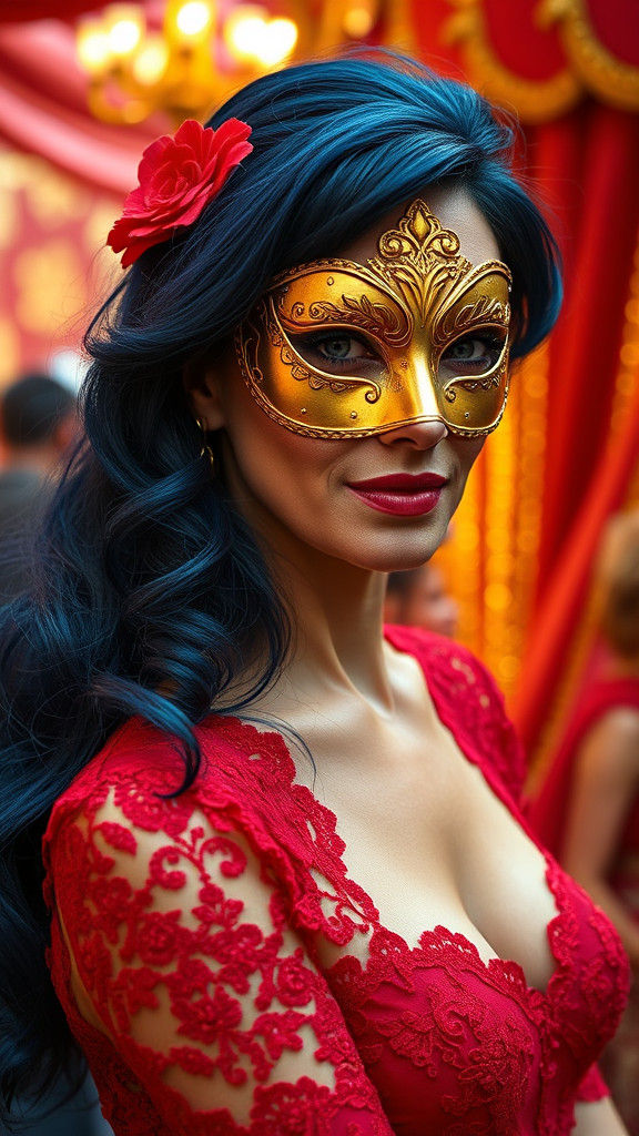 Woman in Golden Mask at Carnival, Lyrical Abstraction