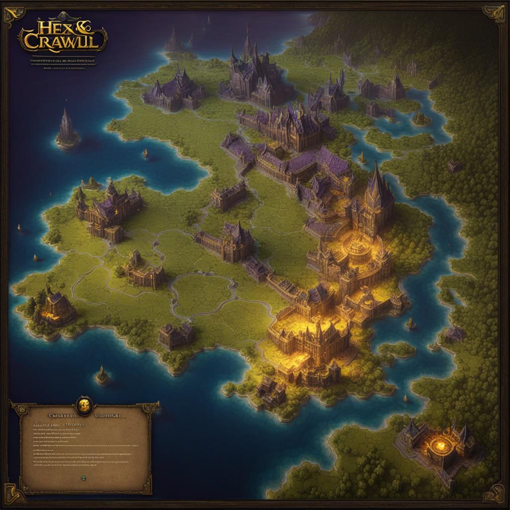 Dark Fantasy Hex Crawl World Map in 8K