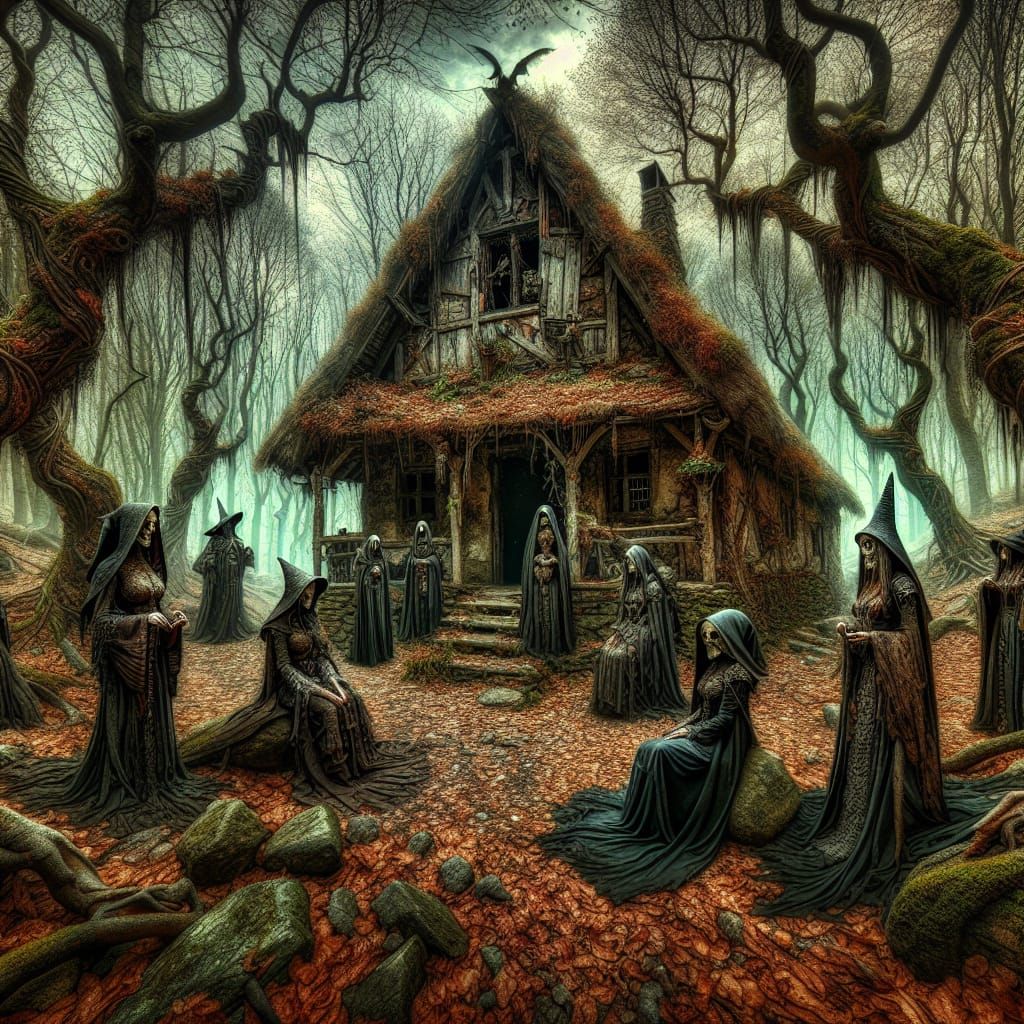 Medieval Witches Coven in Diseased Forest Cottage