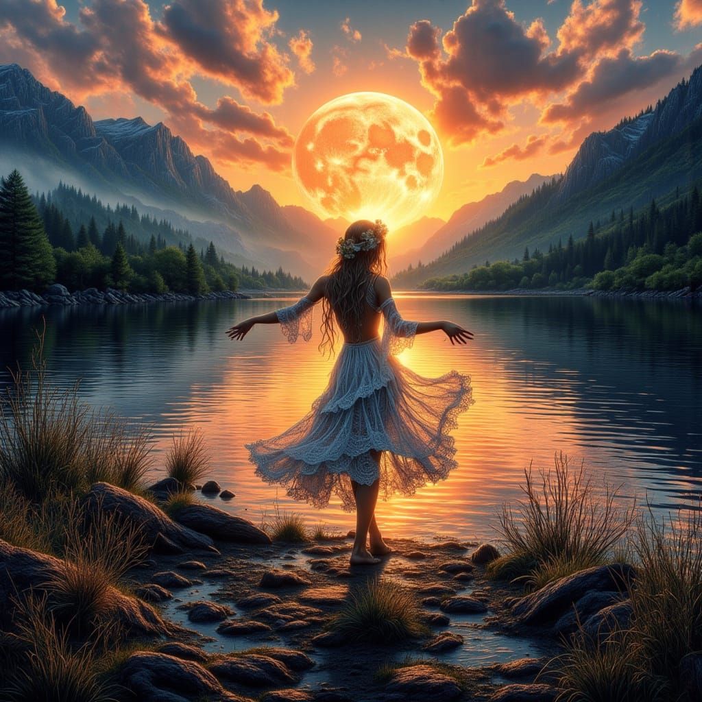 Woman Dancing in Golden Sunset Light