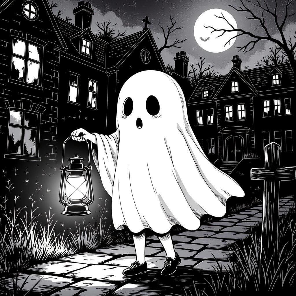Cute Ghost Girl in Haunted School: Manga Style