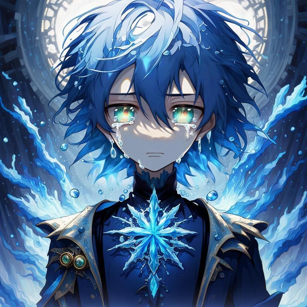 Crying Steampunk Angel with Bioluminescent Tears