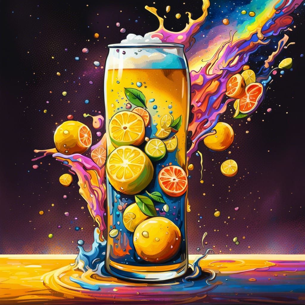 Citrus Beer Soars Through Galaxy: Graffiti Splash Art