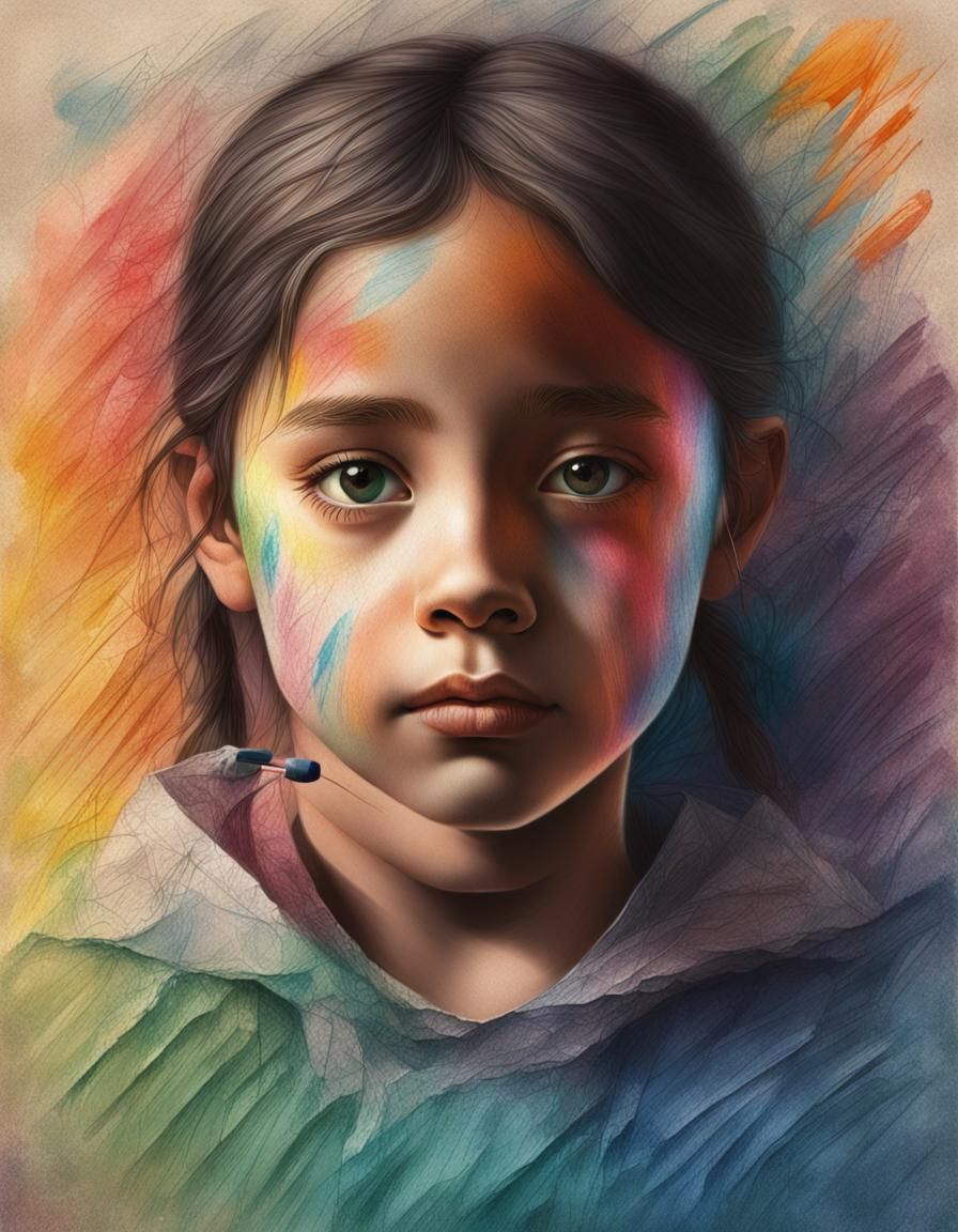 Hyperrealistic Chalk Portrait on Textured Paper