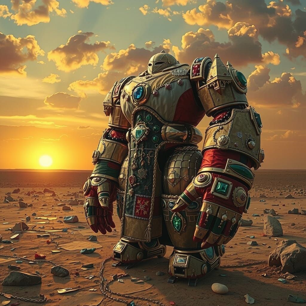 Colossal Patchwork Golem in Maximalist Style