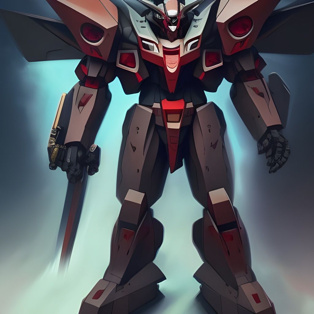 Demonic Gundam Portrait in Detailed Concept Art