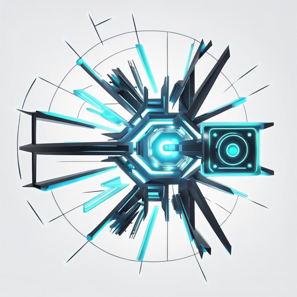 Geometric Neon DJ Mixer Logo Design in 3D