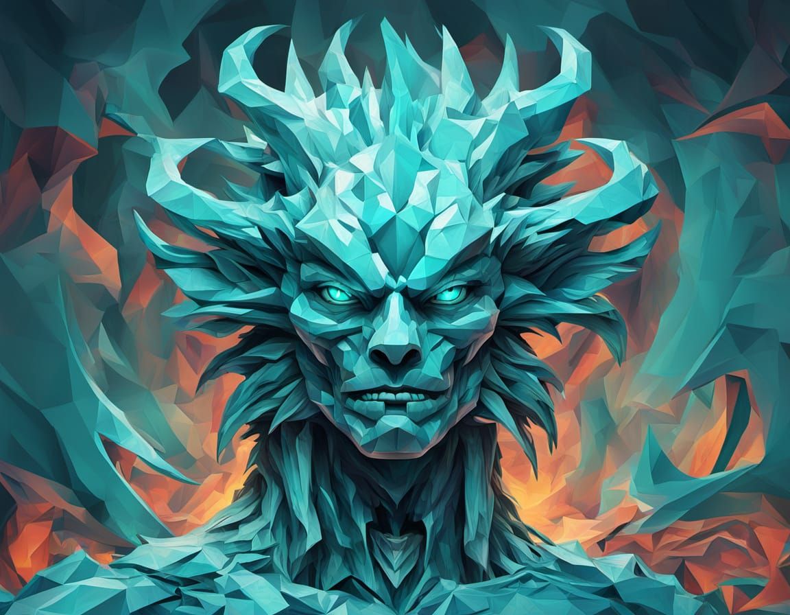 Brilliant Silver Monster in Psychedelic Abstract Style