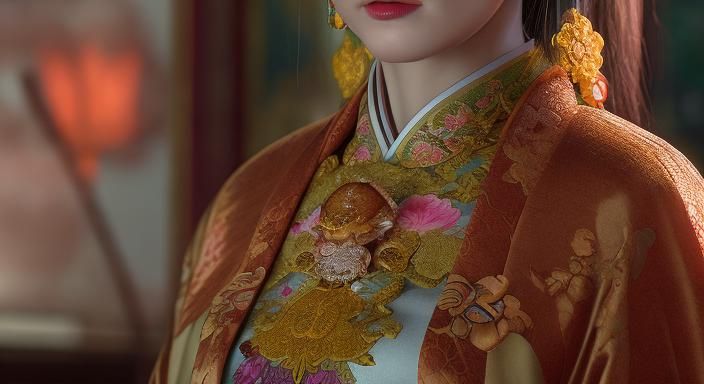 Empress Dowager Mu: Hyperrealistic Portrait in Golden Hour
