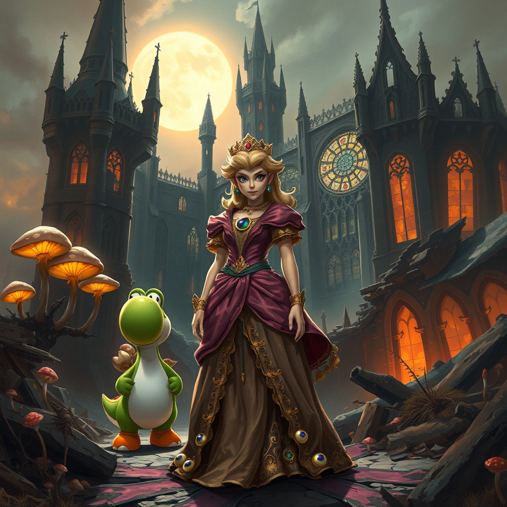 Princess Peach in Post-Apocalyptic Castle Ruins