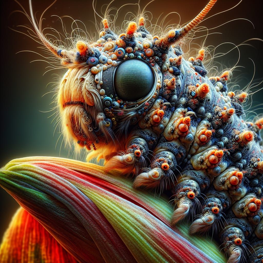 Caterpillar on Flower: Ultra HD Macro Photograph