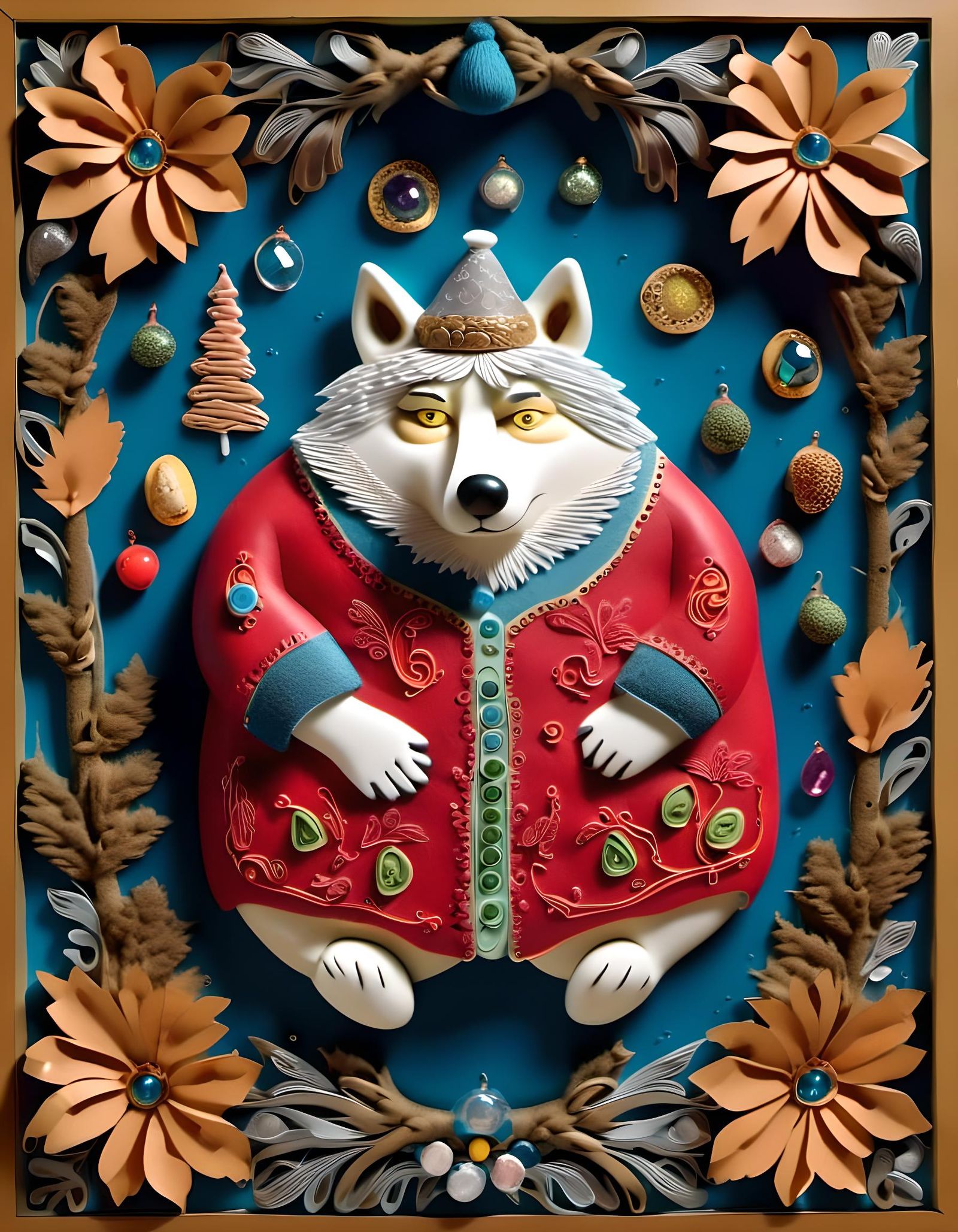 Ornate Relief of Obese Big Bad Wolf
