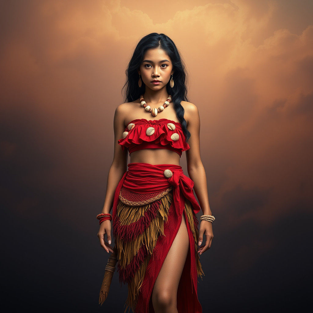 Polynesian Woman in Traditional Outfit