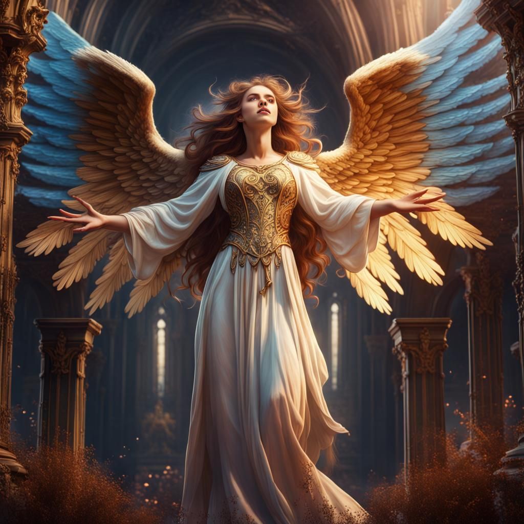 Angel Singing Praises: Detailed Matte Painting